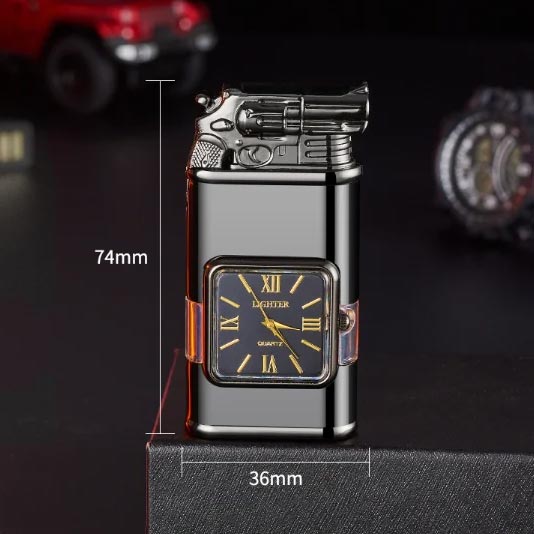 Briquet coupe-vent, montre-bracelet vintage, lampe de poche à jet de flamme