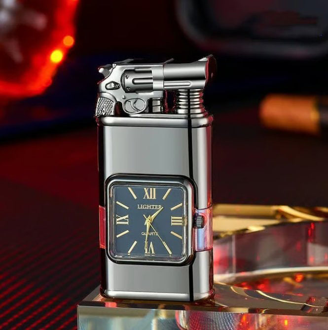 Briquet coupe-vent, montre-bracelet vintage, lampe de poche à jet de flamme