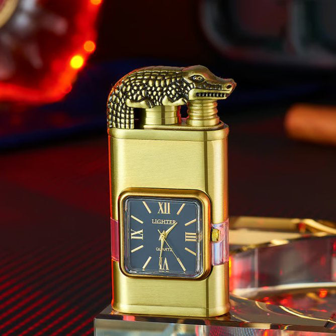 Briquet coupe-vent, montre-bracelet vintage, lampe de poche à jet de flamme