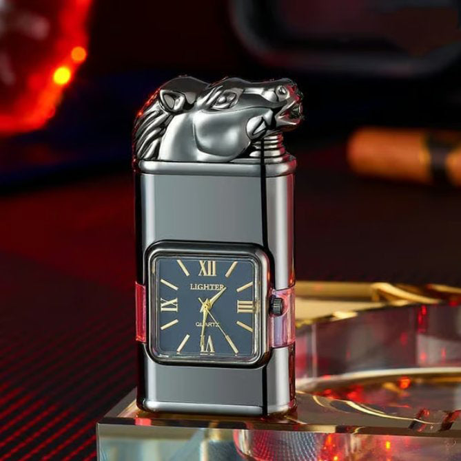 Briquet coupe-vent, montre-bracelet vintage, lampe de poche à jet de flamme