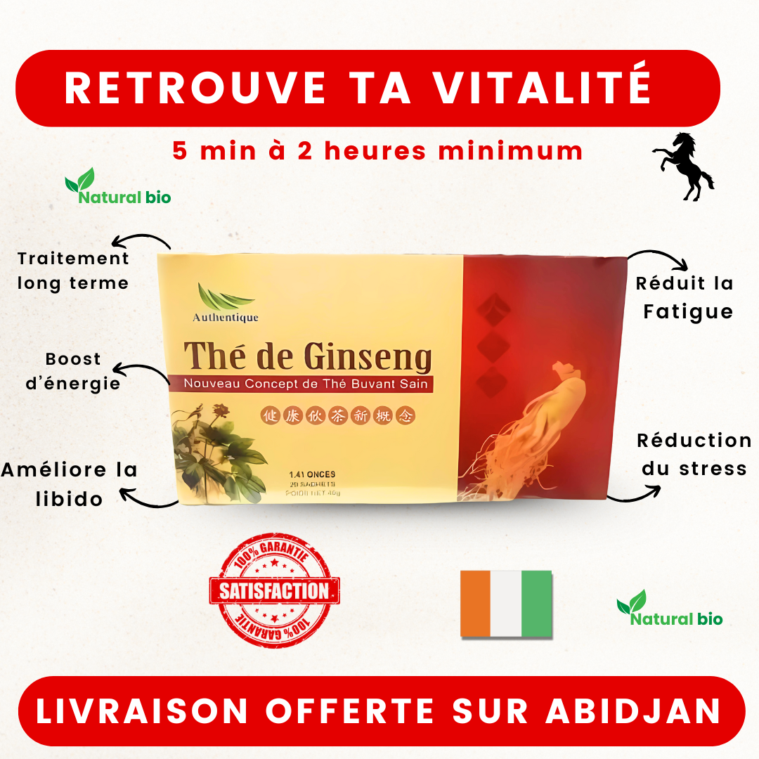 Thé Ginseng : Pack de 20 Thés Contre la Fatigue et la Perte de Puissance Sexuelle