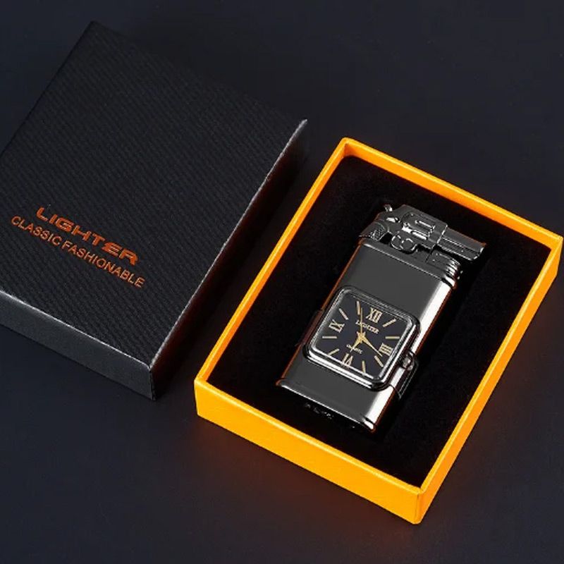 Briquet coupe-vent, montre-bracelet vintage, lampe de poche à jet de flamme