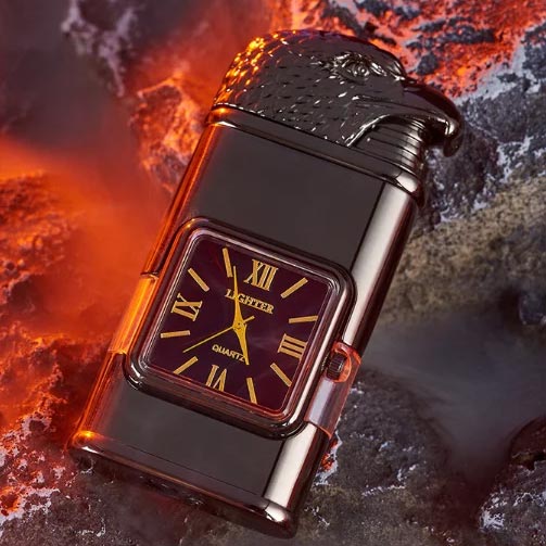 Briquet coupe-vent, montre-bracelet vintage, lampe de poche à jet de flamme