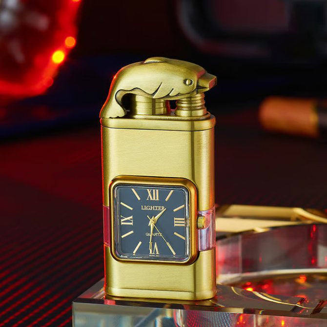 Briquet coupe-vent, montre-bracelet vintage, lampe de poche à jet de flamme